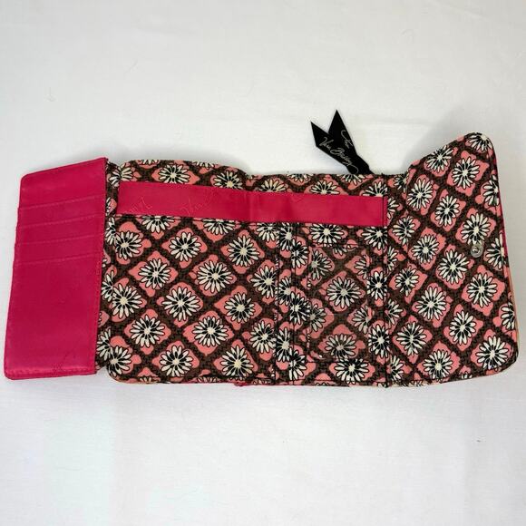 Vera Bradley Mocha Rouge Tre-Fold Wallet Pink Brown Quilted Retired 2011 - Picture 4 of 8